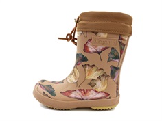 Bisgaard winter rubber boot camel flowers with wool lining